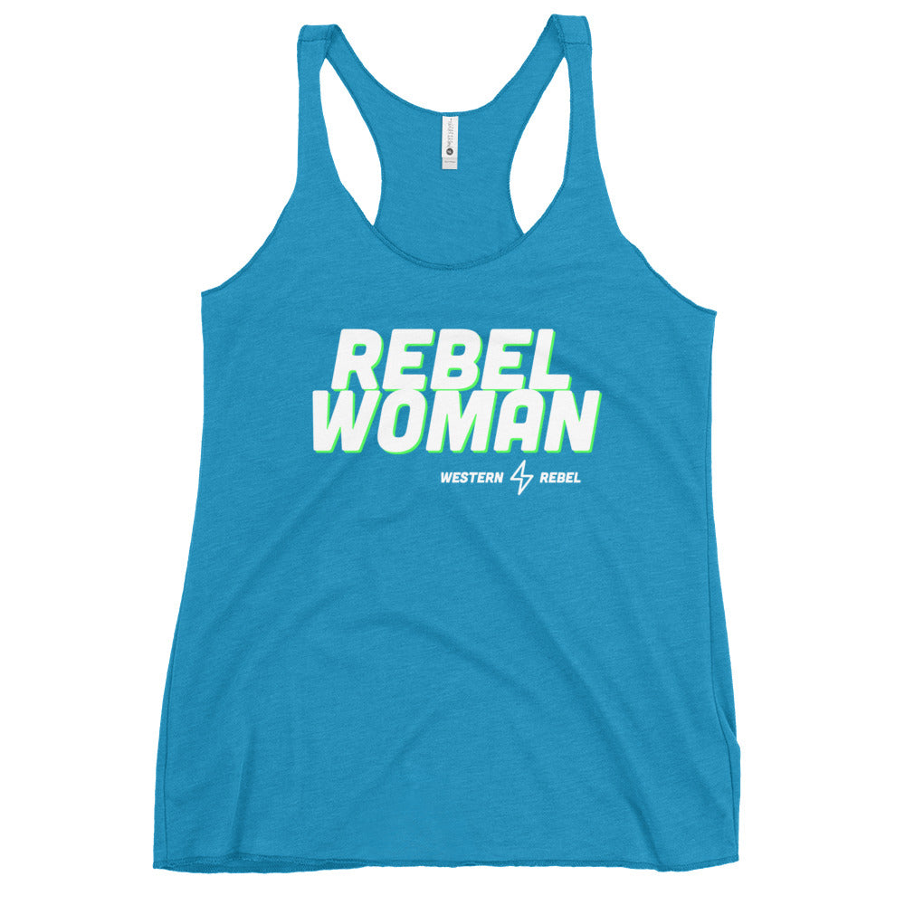 Rebel Woman Racerback Tank (White Graphic)